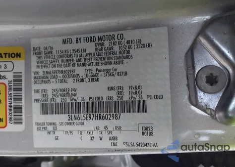 2017 Lincoln Mkz Reserve from USA, damaged, VIN 3LN6L5E97HR602987